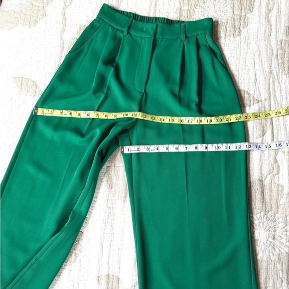 Funyyzo Wide Leg Pants Women’s Size 2-4 Business Work Trousers Green - Picture 3 of 13